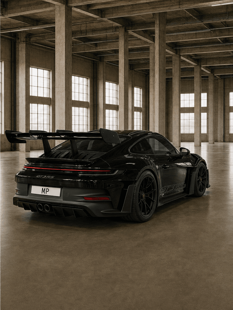 Rear three-quarter view of Porsche 911 GT3 RS