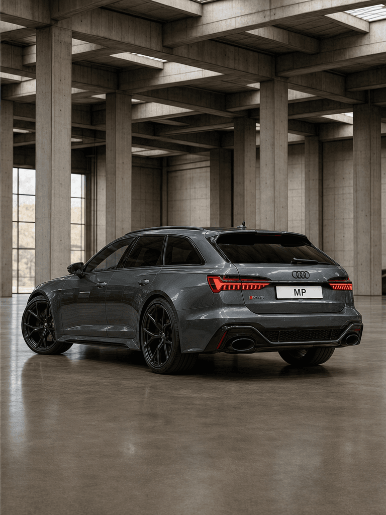 Rear three-quarter view of Audi RS 6 Avant